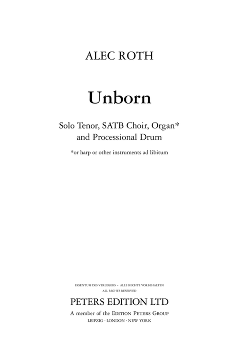 Unborn for Solo Tenor, SATB Choir, Organ and Processional Drum