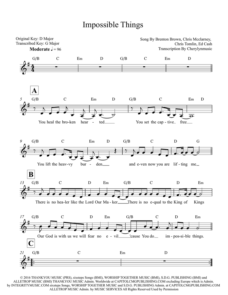 Impossible Things Choir scores gallery preview page 1