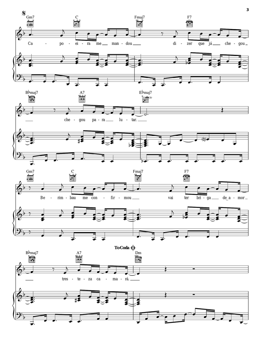 Berimbau Piano, Vocal, Guitar scores gallery preview page 3
