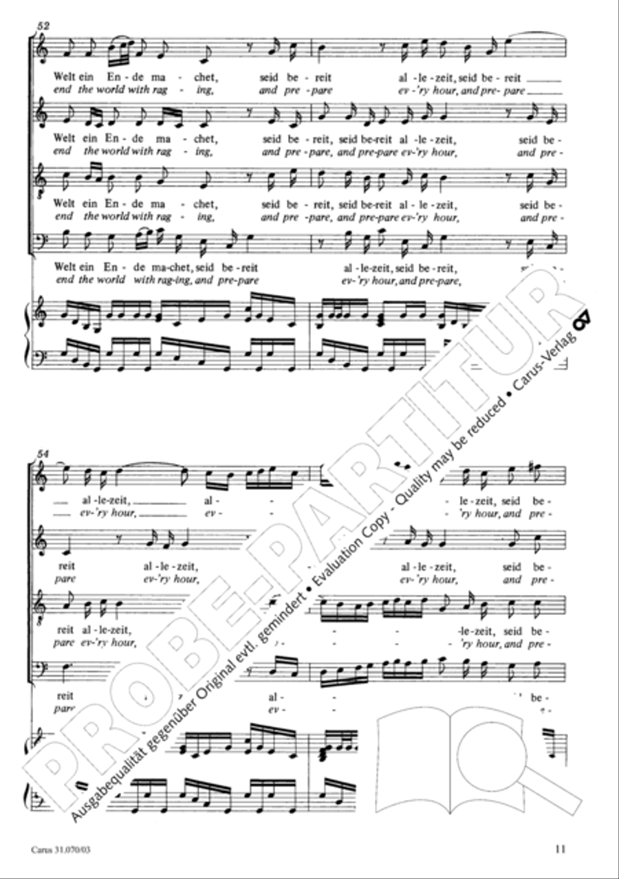 Watch now, praying, praying, watch now (Wachet! betet! betet! wachet!) 4-Part scores gallery preview page 15