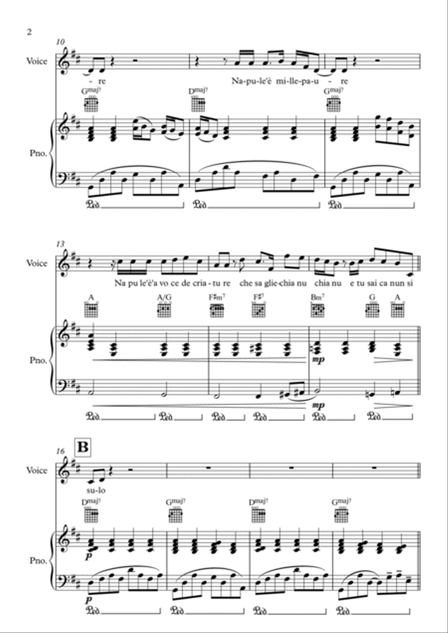 Napule È Piano, Vocal, Guitar scores gallery preview page 2