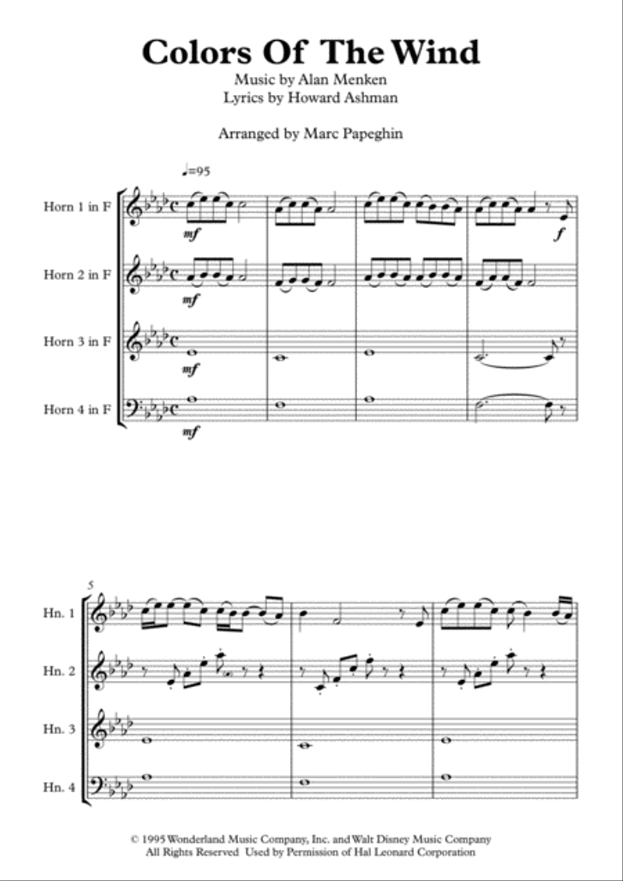 Colors Of The Wind Colors Of The Wind Brass Ensemble scores gallery preview page 2