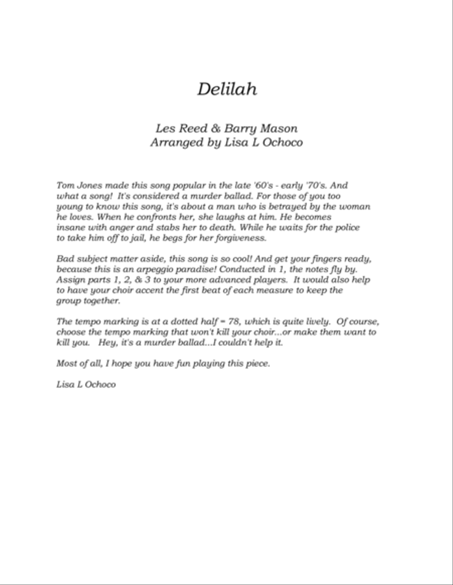 Delilah Clarinet Choir scores gallery preview page 4