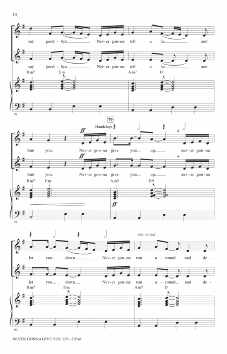 Never Gonna Give You Up (arr. Roger Emerson) 2-Part scores gallery preview page 13