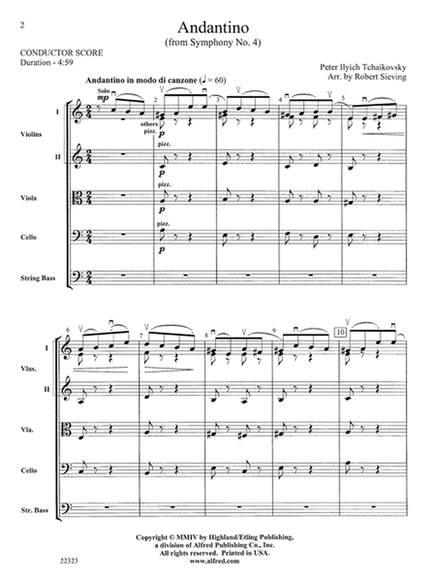 Andantino (from Symphony No. 4): Score