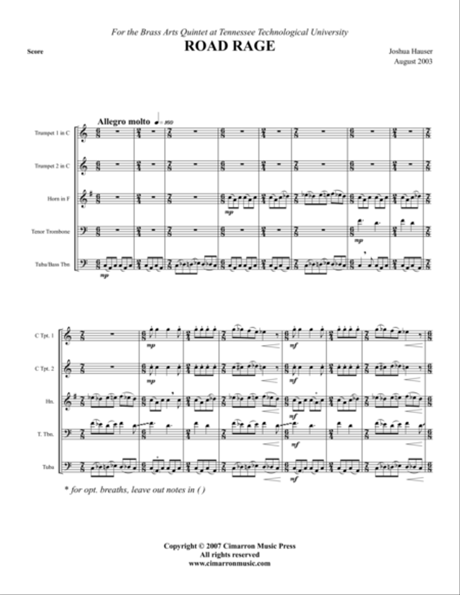 Road Rage Brass Quintet scores gallery preview page 1