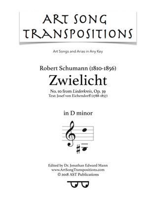 SCHUMANN: Zwielicht, Op. 39 no. 10 (transposed to D minor)