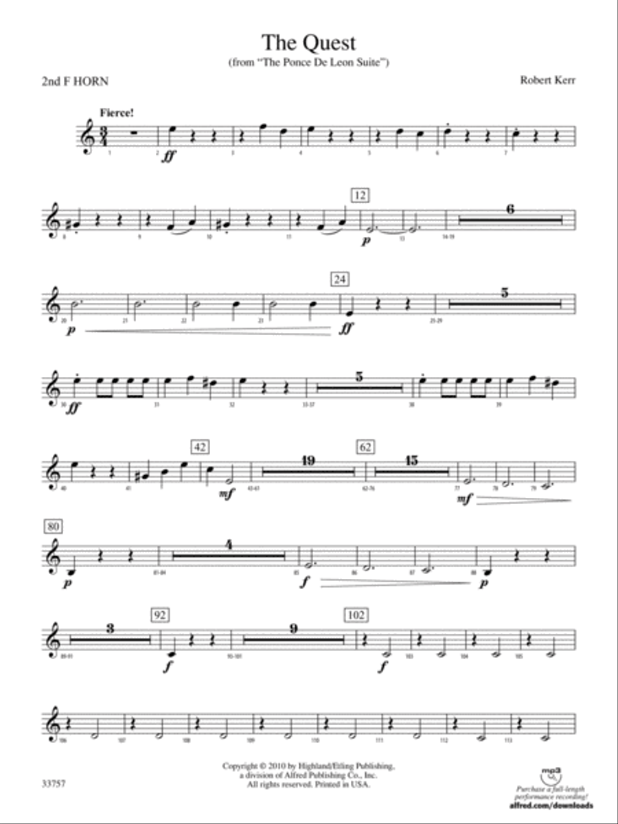 The Quest: 2nd F Horn Full Orchestra scores gallery preview page 1