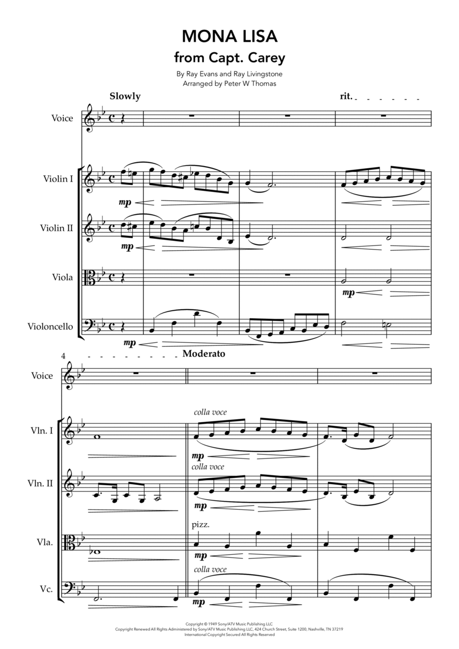 Mona Lisa String Quartet scores gallery preview page 1