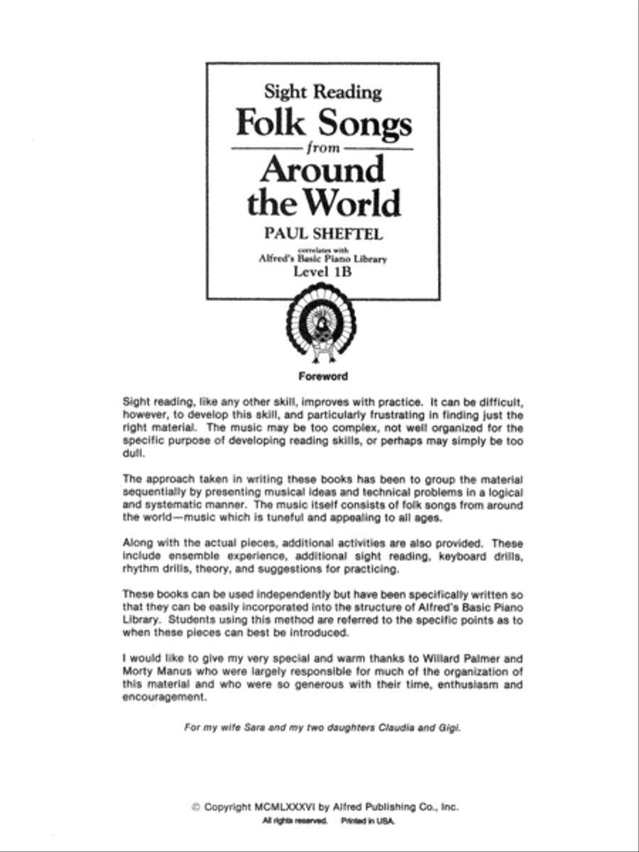 Alfred's Basic Piano Course Folk Song Book, Level 1B