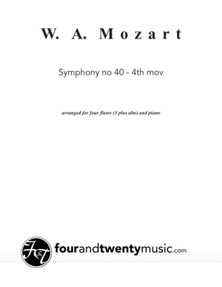 Symphony no 40, 4th movement, arranged for four flutes and piano