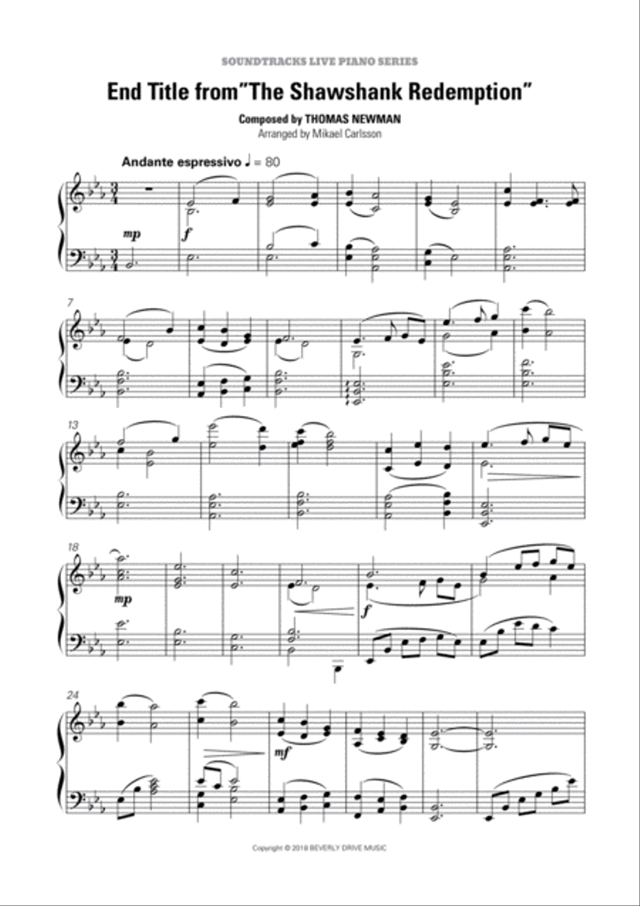 The Shawshank Redemption - End Title Piano Solo scores gallery preview page 2