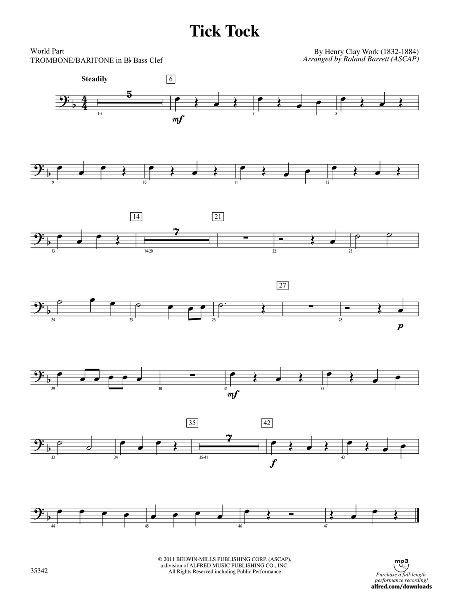 Tick Tock: (World Part) 1st B-flat Trombone B.C.