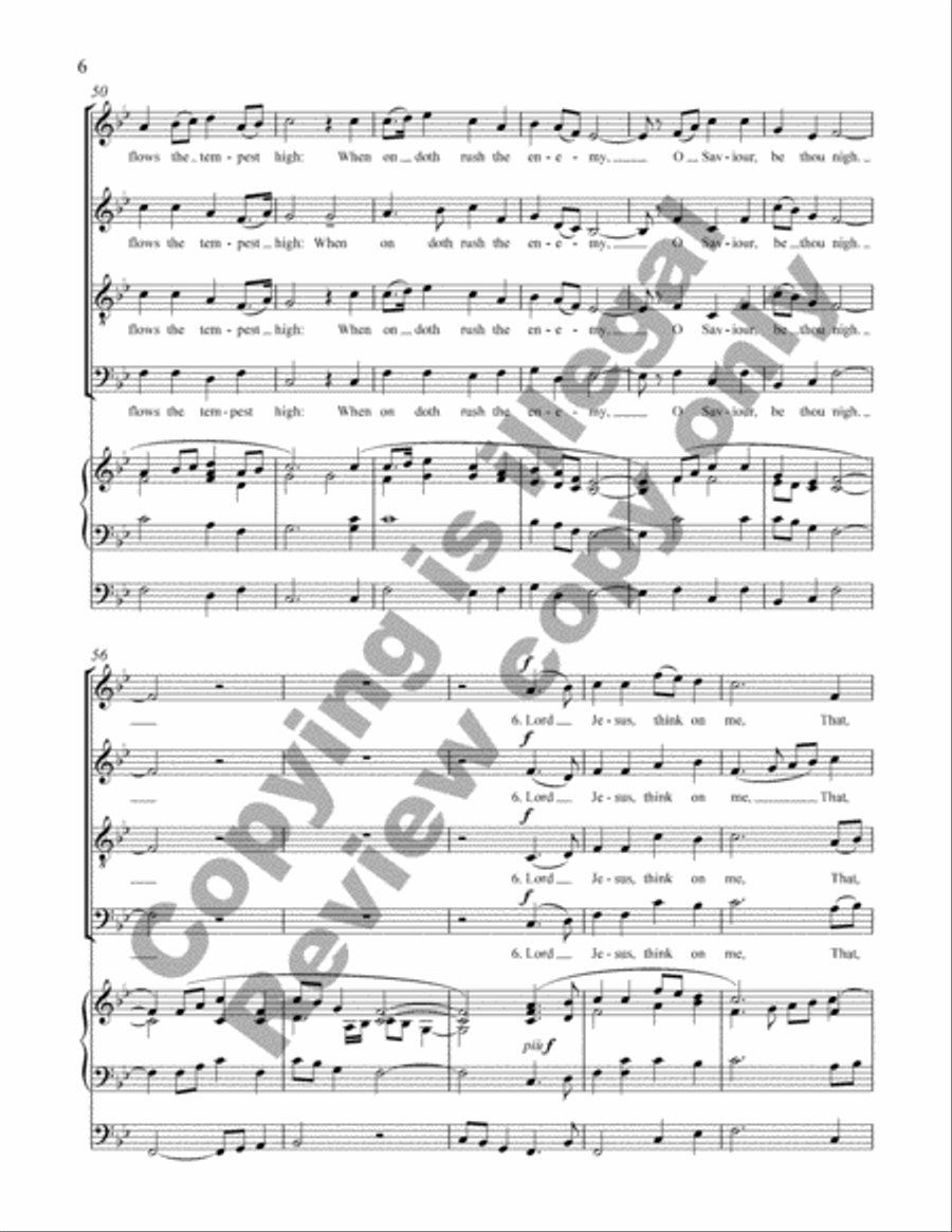 Lord Jesus, think on me 4-Part scores gallery preview page 6