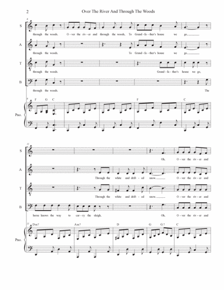 Over The River And Through The Woods (Vocal Quartet - (SATB) image number null