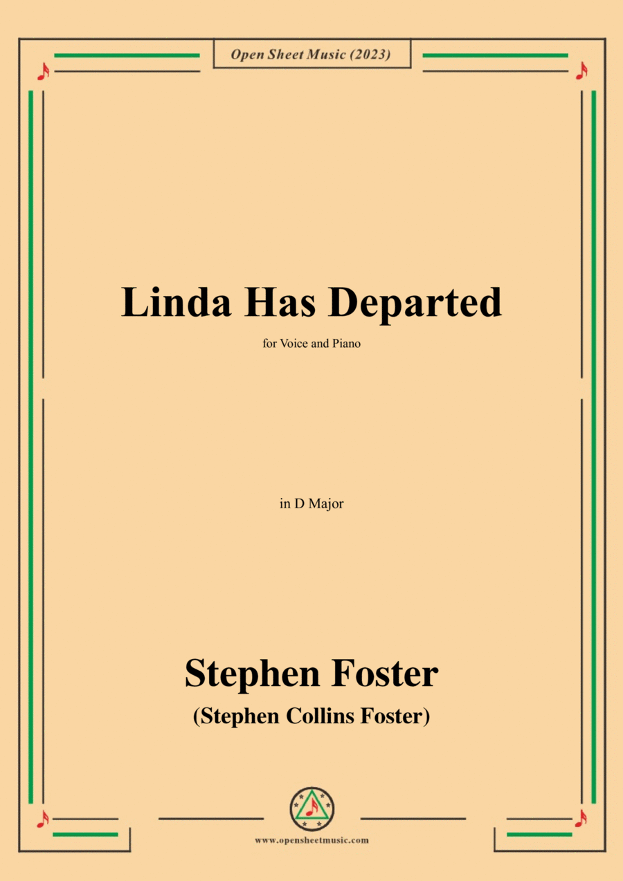 S. Foster-Linda Has Departed,in D Major Voice scores gallery preview page 1