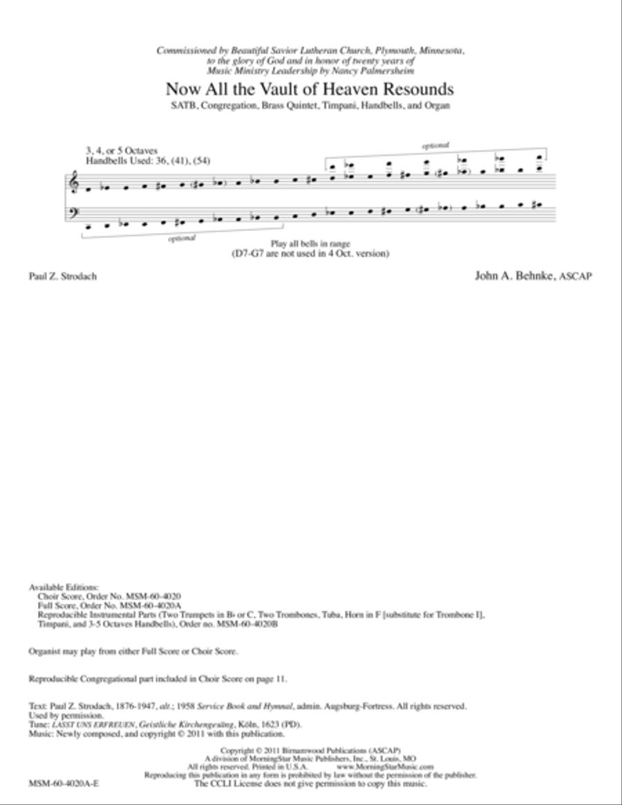Now All the Vault of Heaven Resounds Choir scores gallery preview page 1
