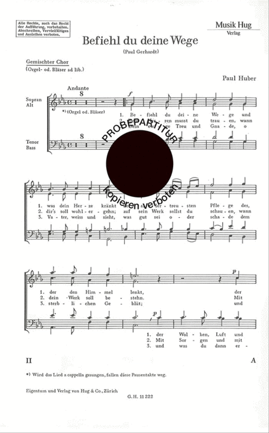 Befiehl du deine Wege Choir scores gallery preview page 1