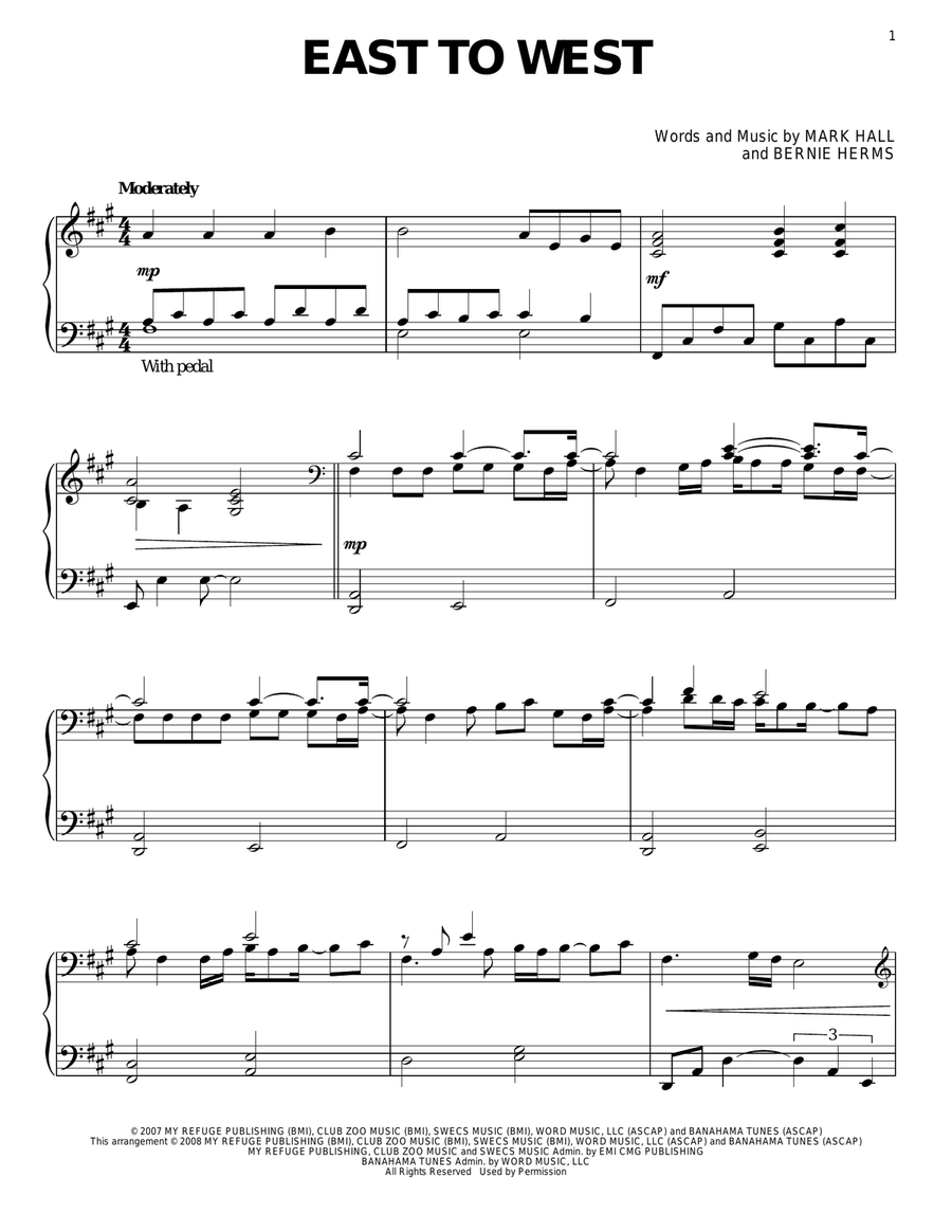 East To West Piano Solo scores gallery preview page 1