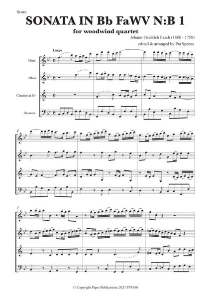 J. F. FASCH: SONATA IN Bb MAJOR FaWV N B1 for woodwind quartet