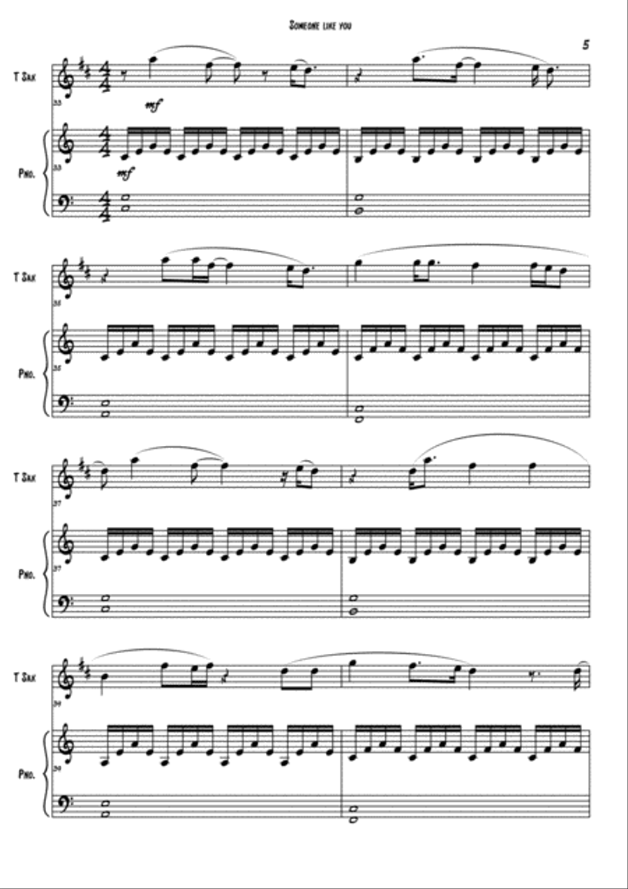 Someone Like You Tenor Saxophone scores gallery preview page 5