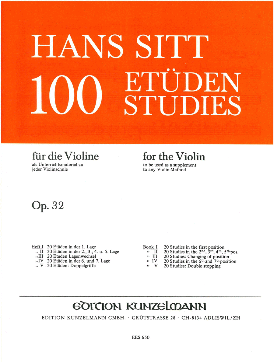 20 studies in the 1st position by Hans Sitt Violin Solo - Sheet Music