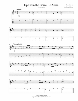 Up From the Grave He Arose (Low in the Grave He Lay) - for easy guitar with TAB