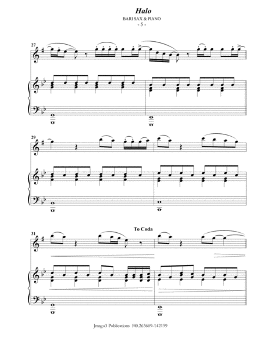Halo Baritone Saxophone scores gallery preview page 5