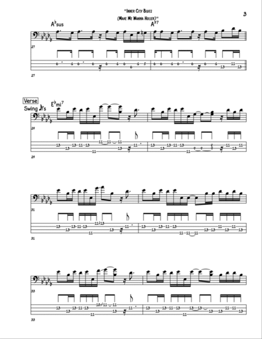 Inner City Blues (make Me Wanna Holler) Bass Guitar scores gallery preview page 3