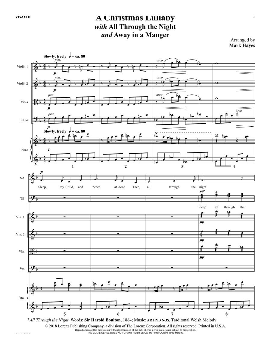 A Christmas Lullaby - String Quartet Score and Parts