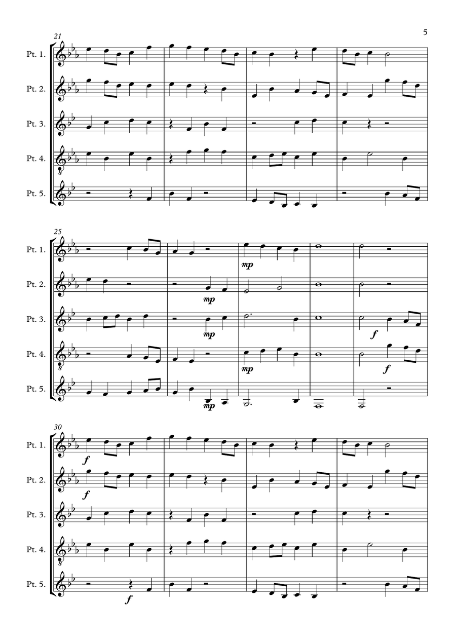 Monteverdi First Book of Madrigals - No 20. Ardi o Gela Brass Ensemble scores gallery preview page 5