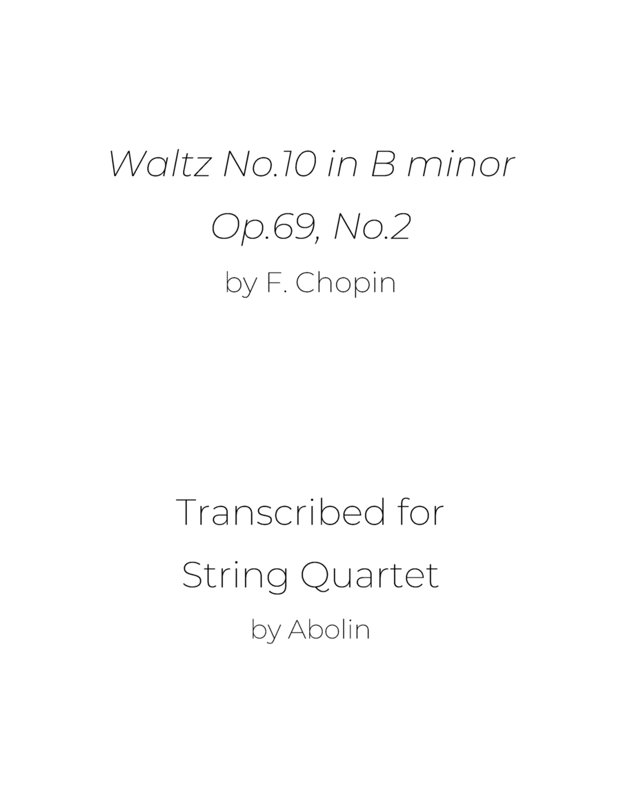 Chopin: Waltz No.10, Op.69, No.2 - String Quartet String Quartet scores gallery preview page 1
