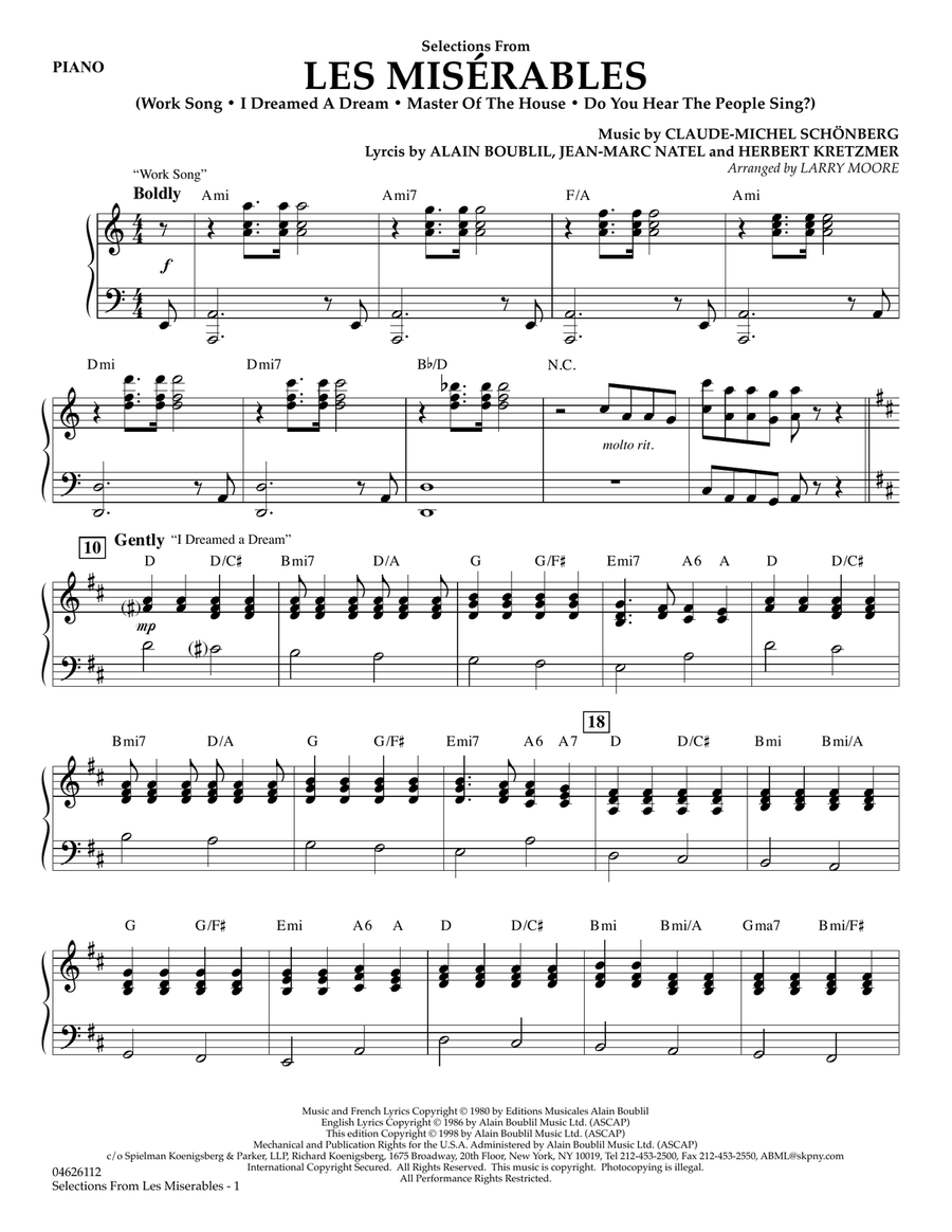 Selections from Les Misérables (arr. Larry Moore) - Piano String Orchestra scores gallery preview page 1