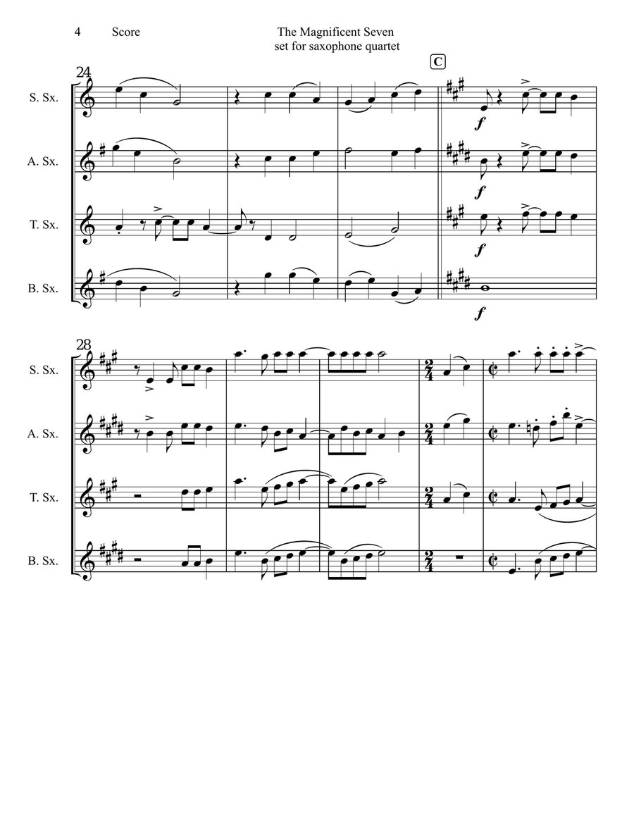 The Magnificent Seven The Magnificent Seven Saxophone Quartet scores gallery preview page 5