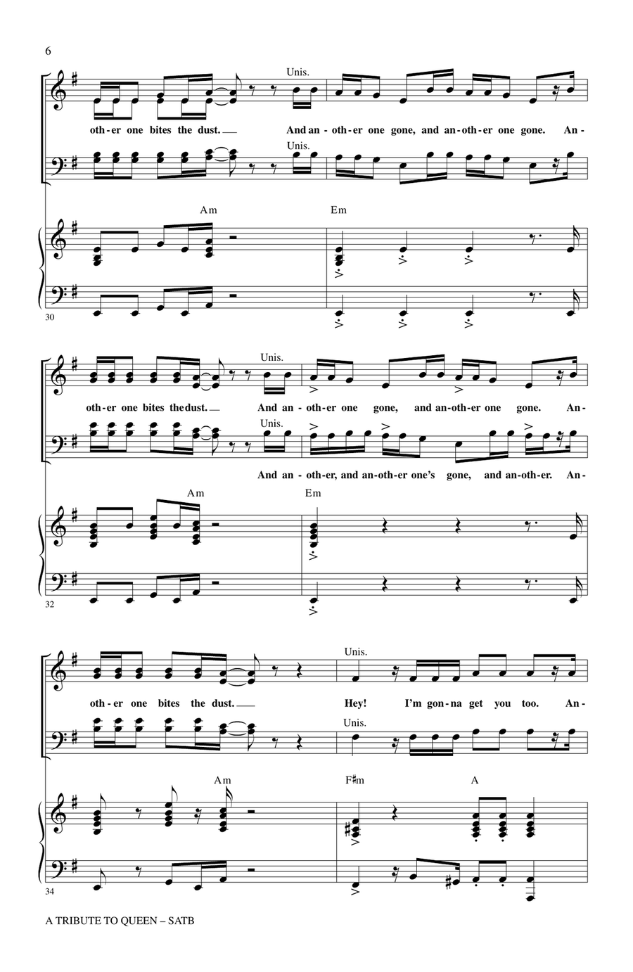 A Tribute To Queen (Medley) (arr. Mark Brymer) 4-Part scores gallery preview page 5
