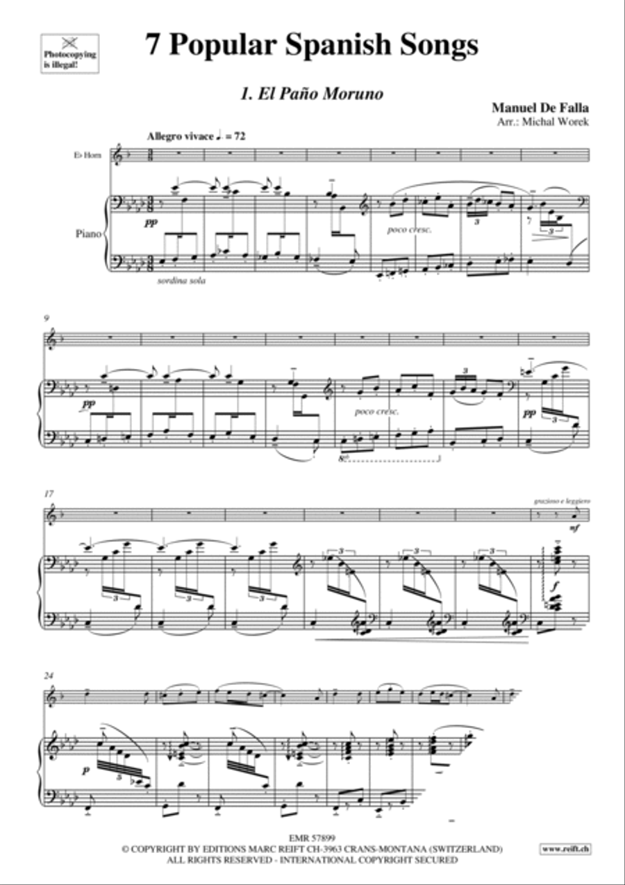 7 Popular Spanish Songs 7 Popular Spanish Songs Horn scores gallery preview page 4