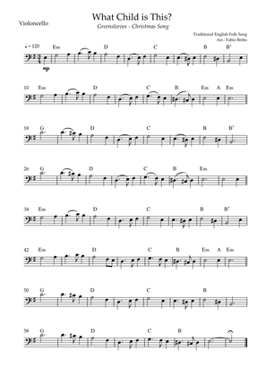 What Child is This? - Greensleeves (Christmas Song) for Cello Solo with Chords
