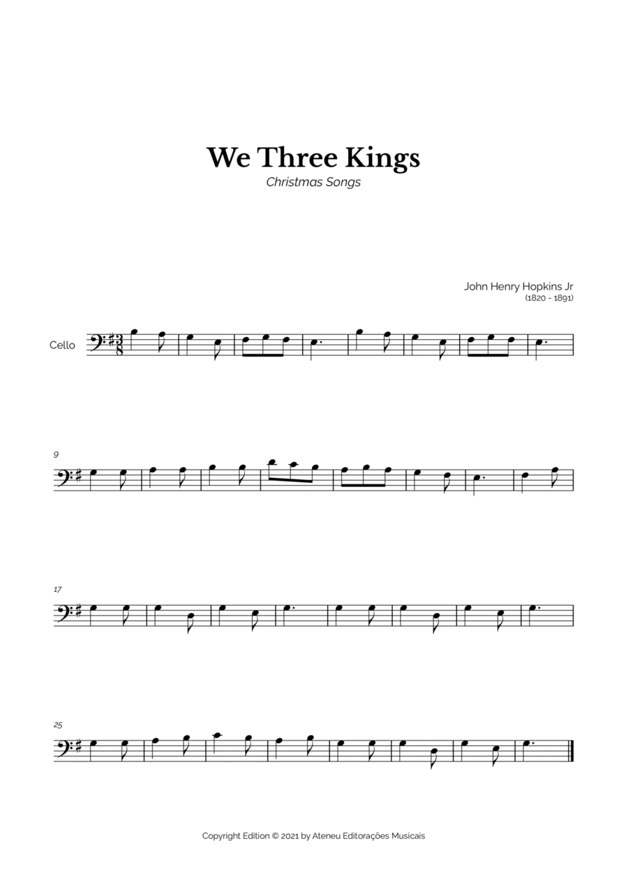 We Three Kings for Easy Cello Solo We Three Kings for Easy Cello Solo Cello Solo scores gallery preview page 1
