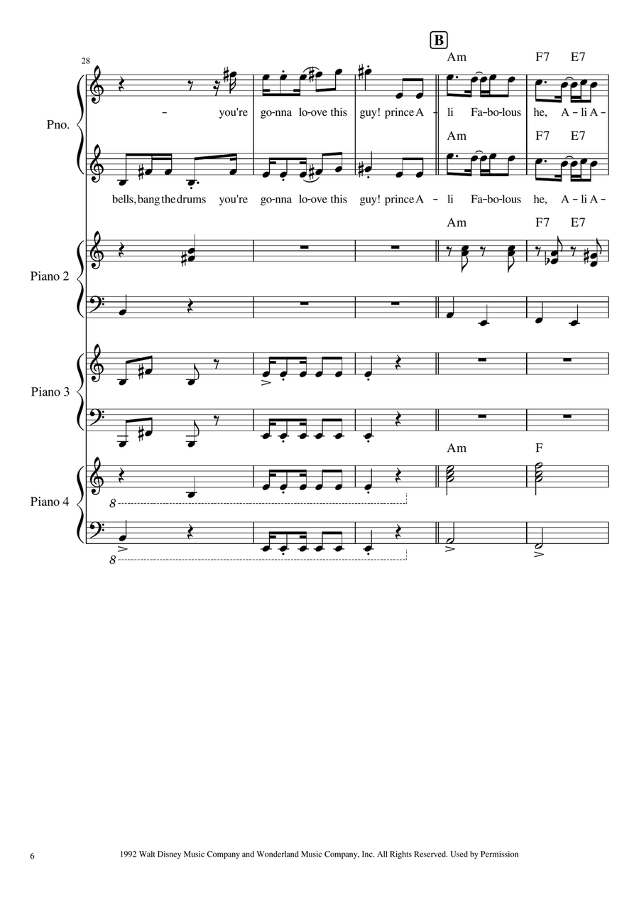 Prince Ali Piano Solo scores gallery preview page 6