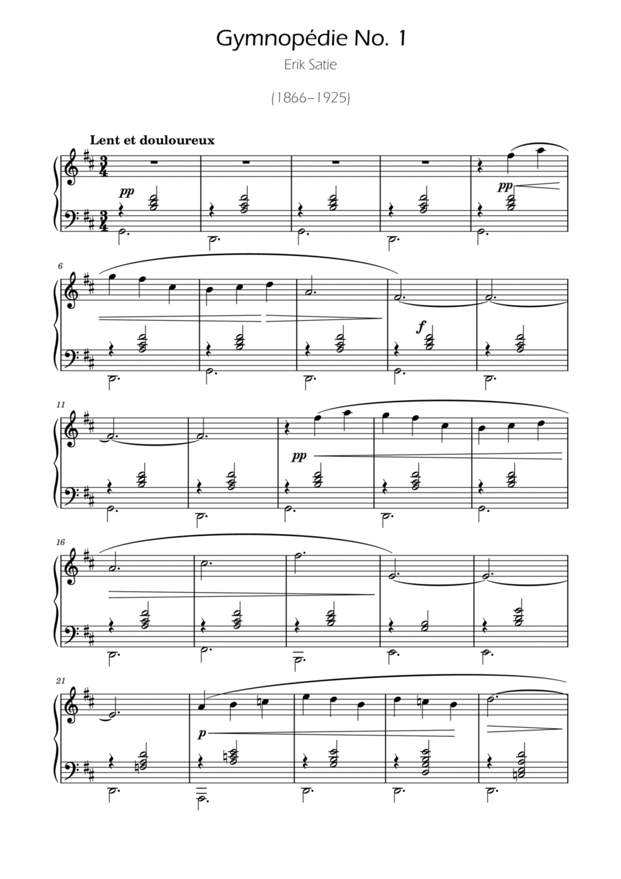 Erik Satie - Gymnopedie No. 1 Piano Method scores gallery preview page 1