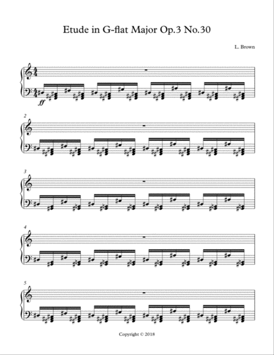 Etude in G-flat Major Op.3 No.30 Piano Method scores gallery preview page 1