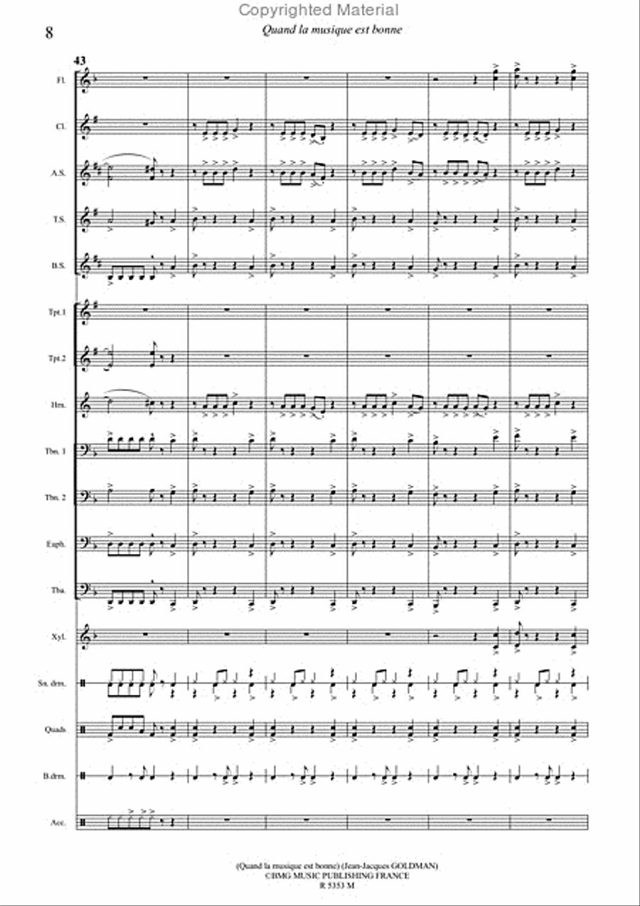 Quand la Musique Est Bonne Concert Band scores gallery preview page 9