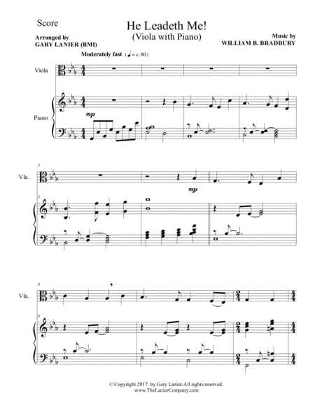 HE LEADETH ME (Duet – Viola & Piano with Score/Part) image number null