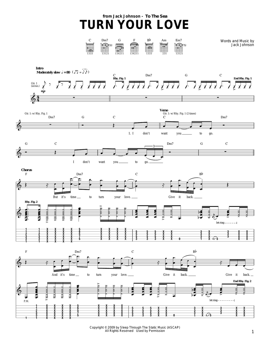 Turn Your Love Acoustic Guitar scores gallery preview page 1