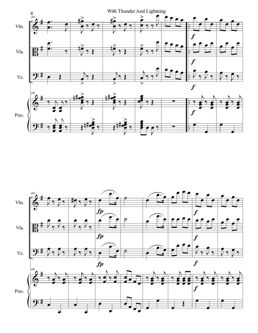 Johann Strauss II - Thunder and Lightning Polka arr. for piano quartet (score and parts) Piano Quartet scores gallery preview page 4