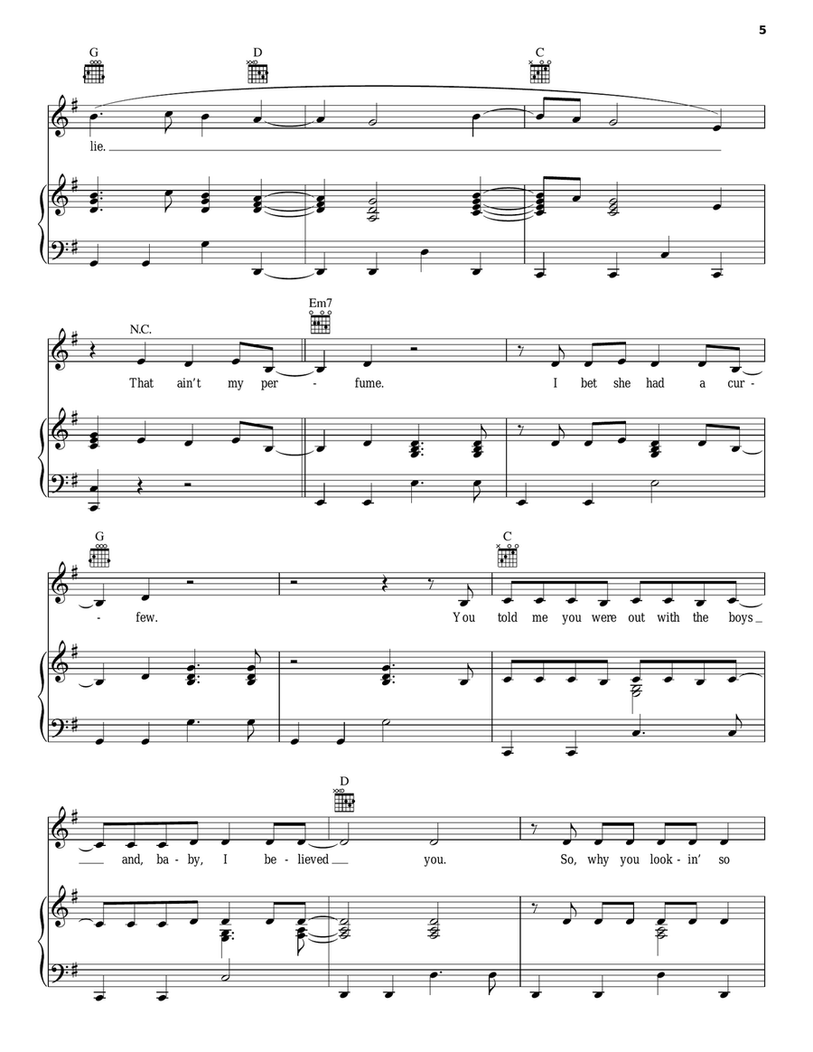 You Lie Piano, Vocal, Guitar scores gallery preview page 5