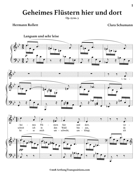 SCHUMANN: Geheimes Flüstern hier und dort, Op. 23 no. 3 (transposed to B-flat major)