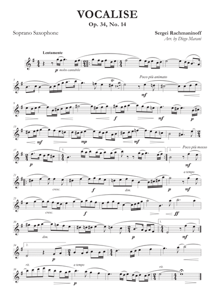 Vocalise for Saxophone Quartet image number null