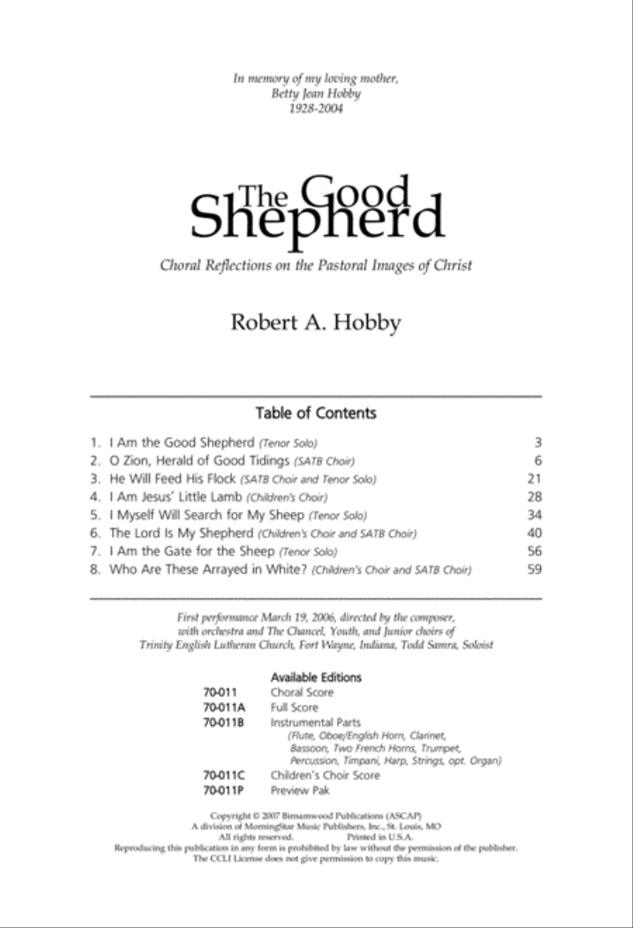 The Good Shepherd (Choral Score) image number null