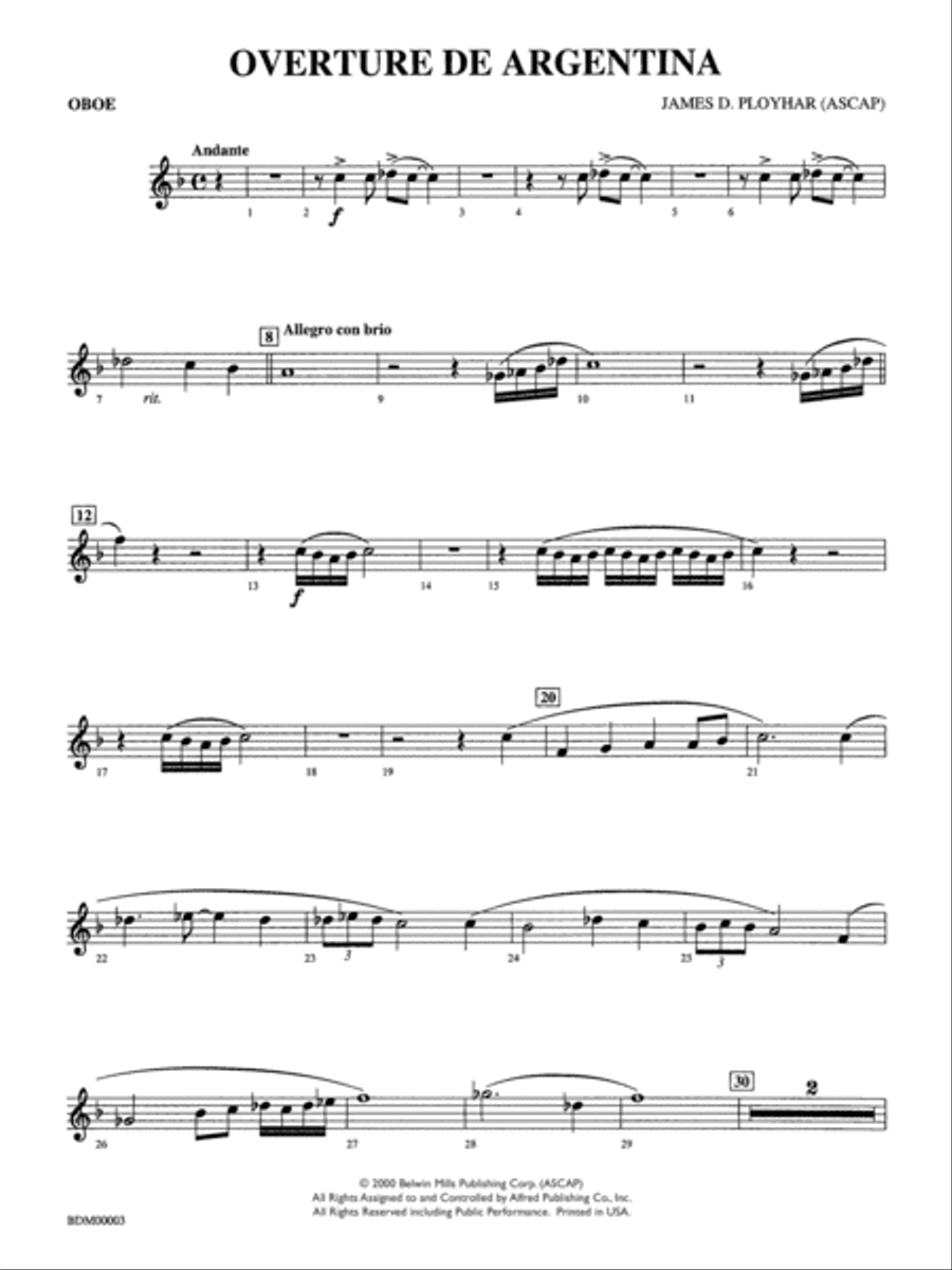 Overture de Argentina: Oboe Concert Band scores gallery preview page 1